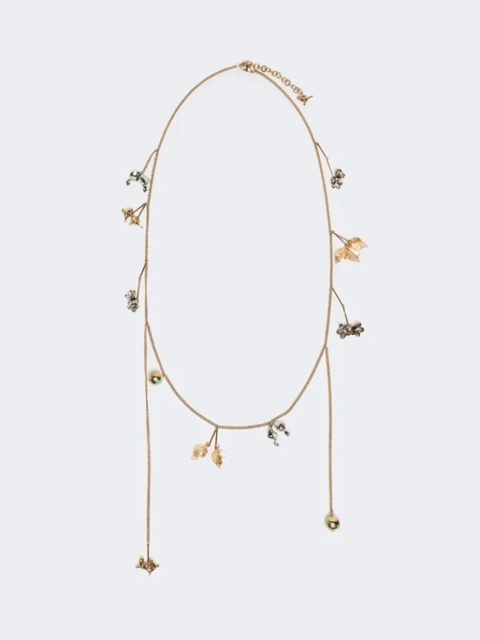 Set of metal and glass necklaces, emerald