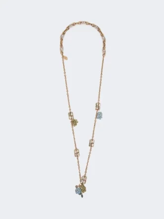 Set with flower and crystal details, gold