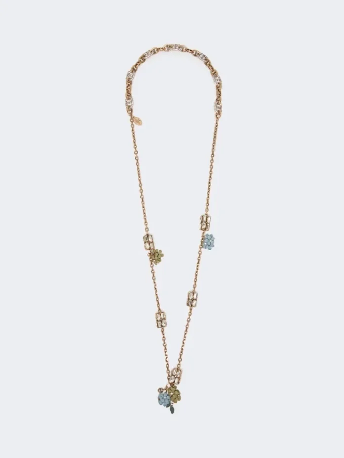 Set with flower and crystal details, gold