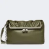 Shiny nappa leather envelope pasticcino bag, dark green