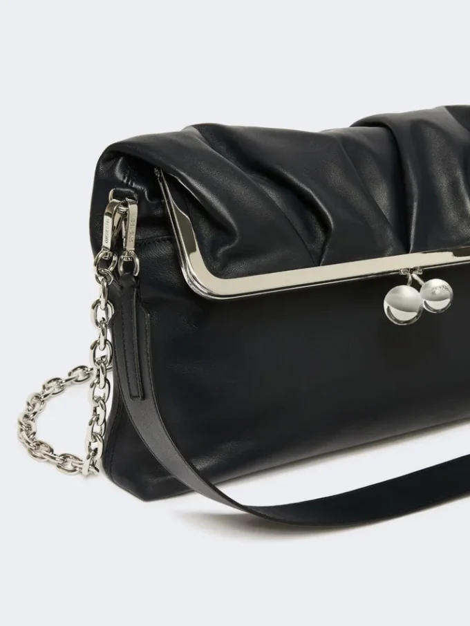 Shiny nappa leather envelope pasticcino bag, ultramarine