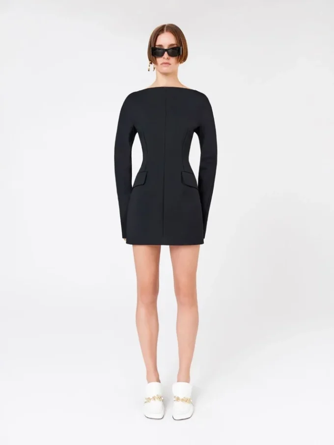 Short contoured cady dress , black