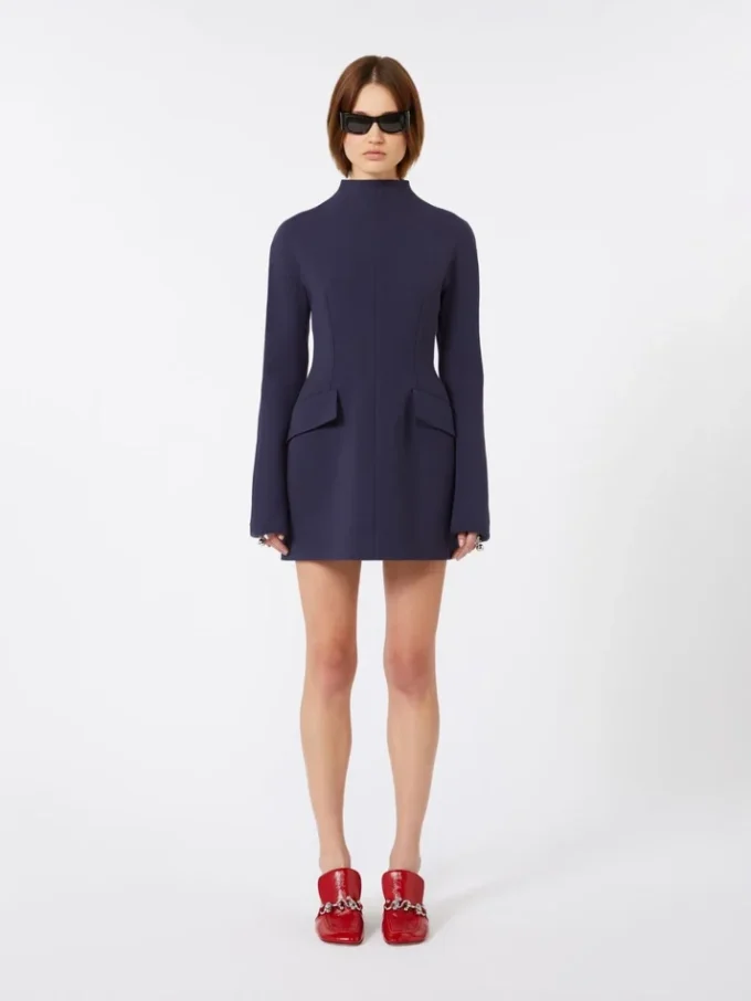 Short, contoured gabardine dress , midnightblue