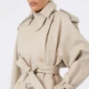 Short cotton duster coat, sand