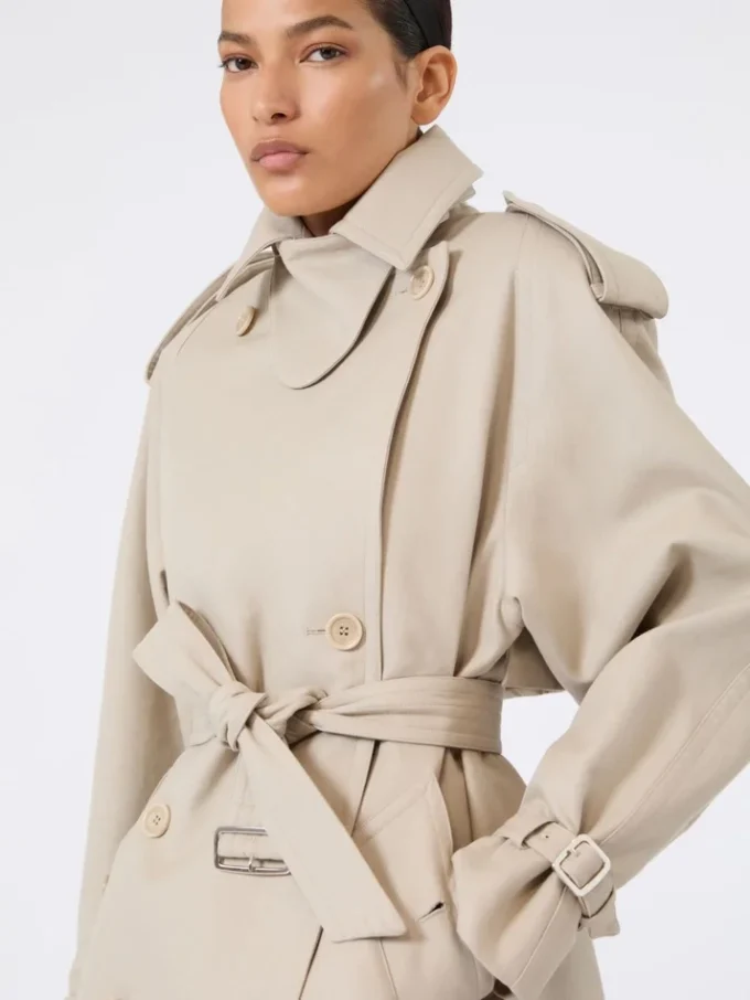 Short cotton duster coat, sand