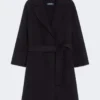 Short double-faced wool coat, black