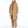 Short double-faced wool coat, camel