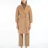 Short double-faced wool coat, camel