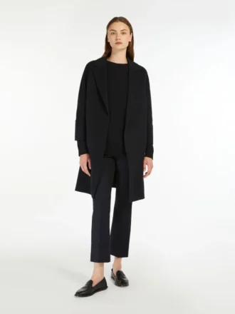 Short double-faced wool coat, midnightblue