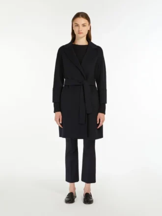 Short double-faced wool coat, midnightblue