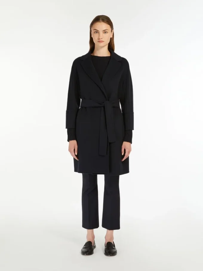 Short double-faced wool coat, midnightblue