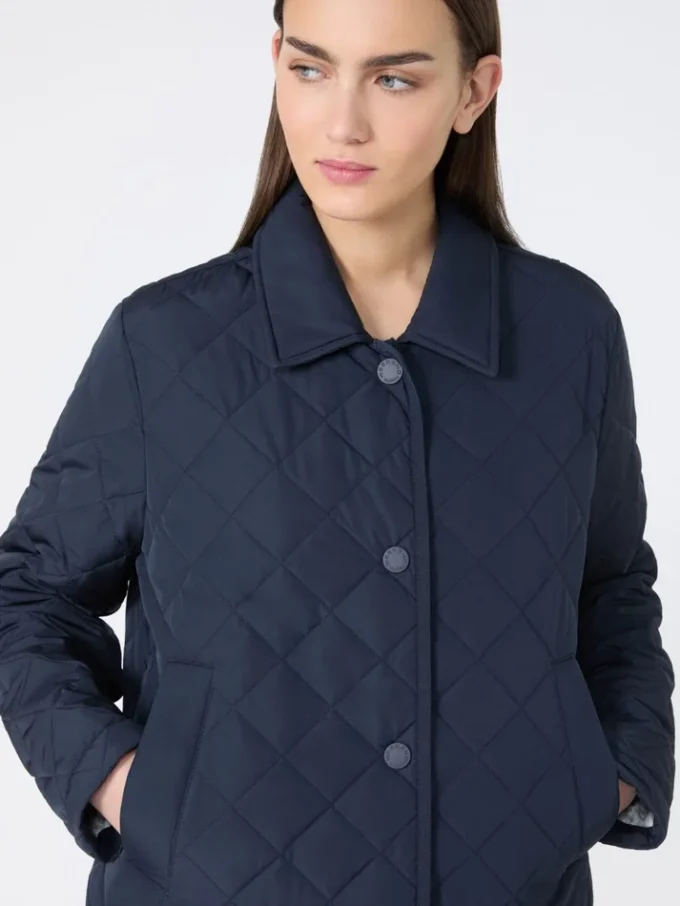 Short padded jacket in water-repellent fabric, navy