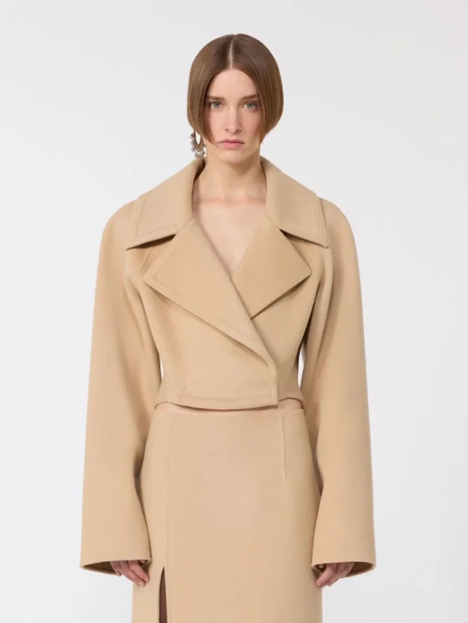 Short pure wool outerwear, caramel Short pure wool outerwear, caramel