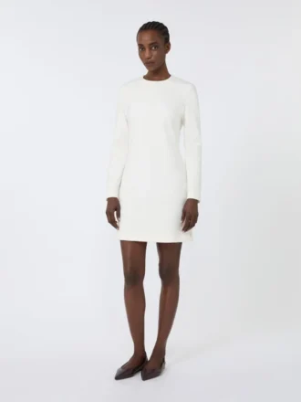 Short scuba jersey dress, ivory