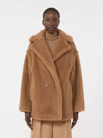 Short teddy bear icon coat, camel