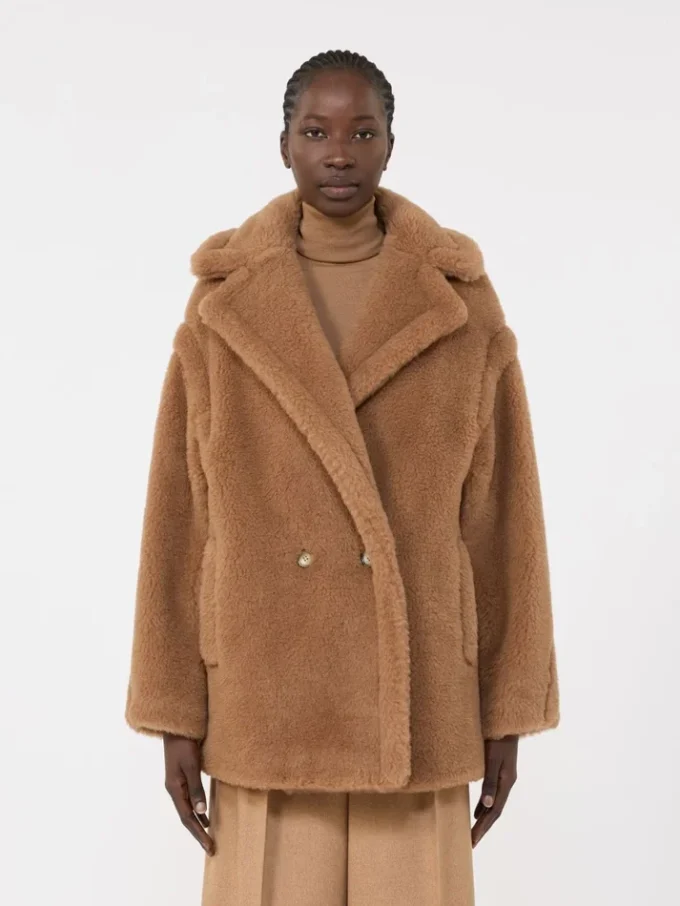 Short teddy bear icon coat, camel