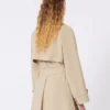 Short trench coat in water-repellent canvas, beige