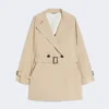Short trench coat in water-repellent canvas, beige