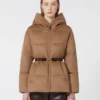 Short water-repellent canvas and camel down jacket, camel