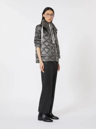 Short water-repellent canvas down jacket, dark grey