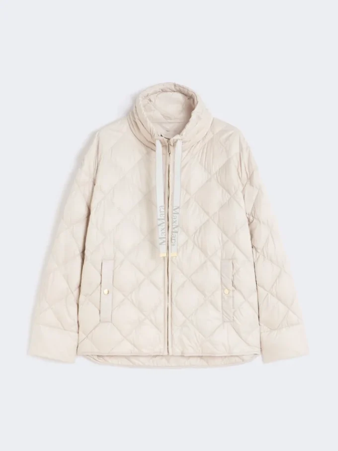 Short water-repellent canvas down jacket, sand