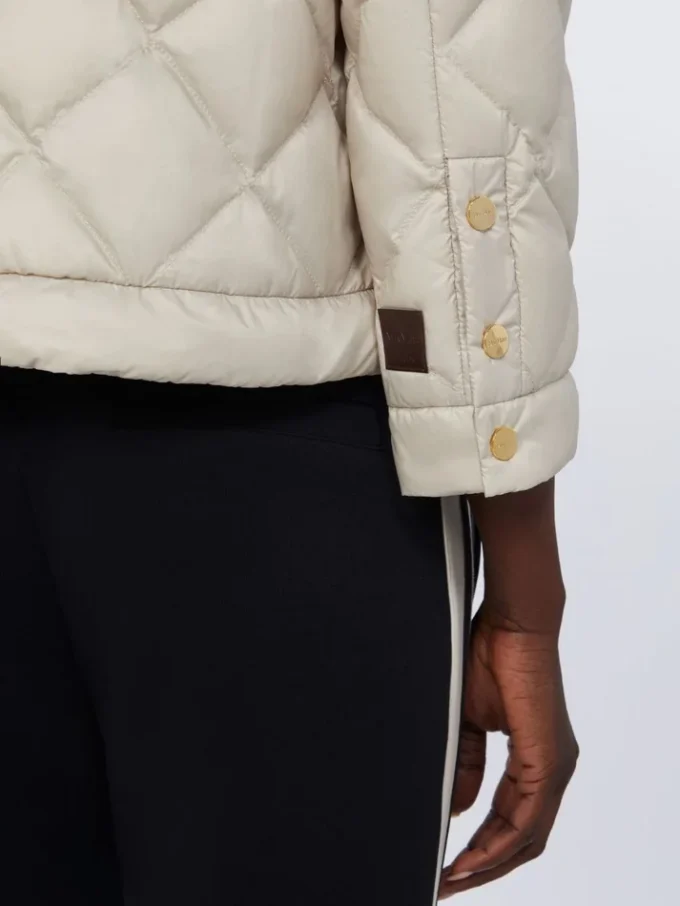 Short water-repellent canvas padded jacket, sand