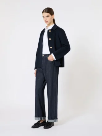 Short wool and cashmere jacket, midnightblue