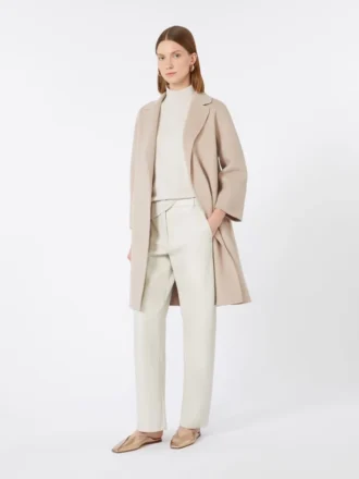 Short wool coat, beige pink