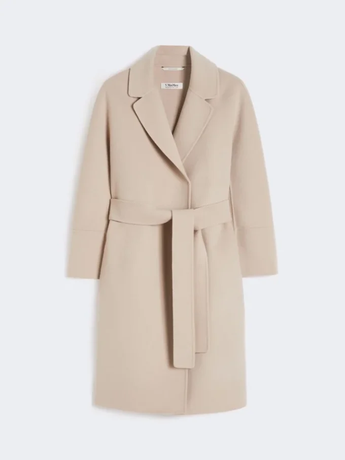 Short wool coat, beige pink