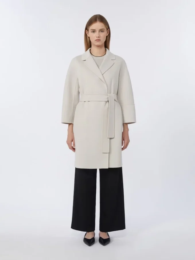 Short wool coat, ivory