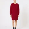 Short wool dress, dark red