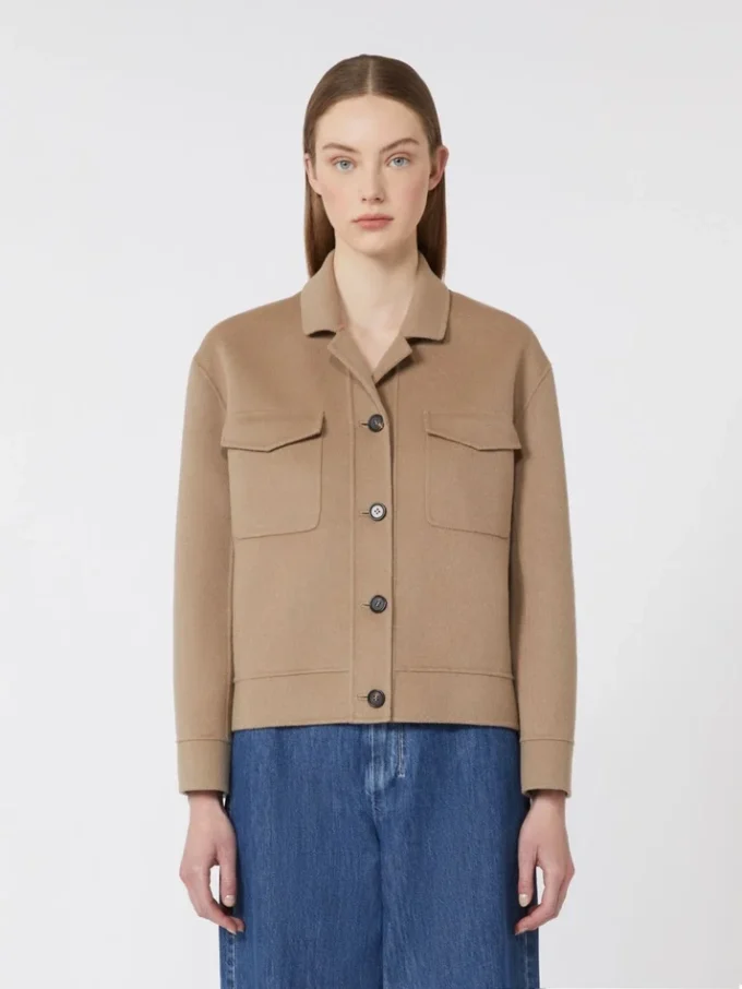 Short wool jacket, beige
