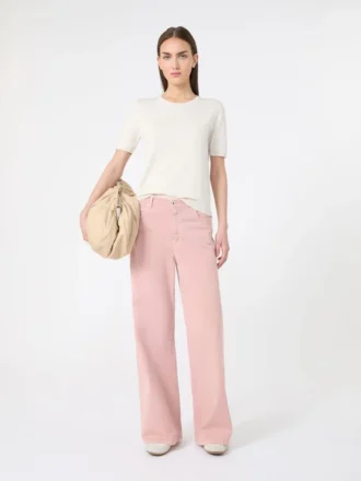 Cotton drill wide-leg trousers, pink