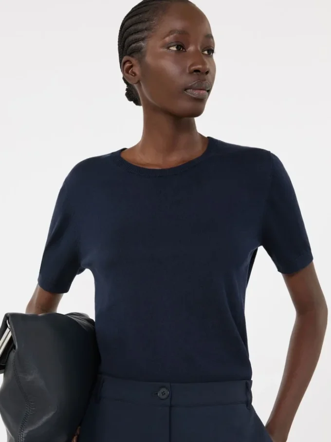 Silk and cotton jumper, navy