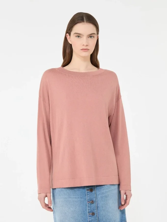 Silk and cotton yarn sweater, pink