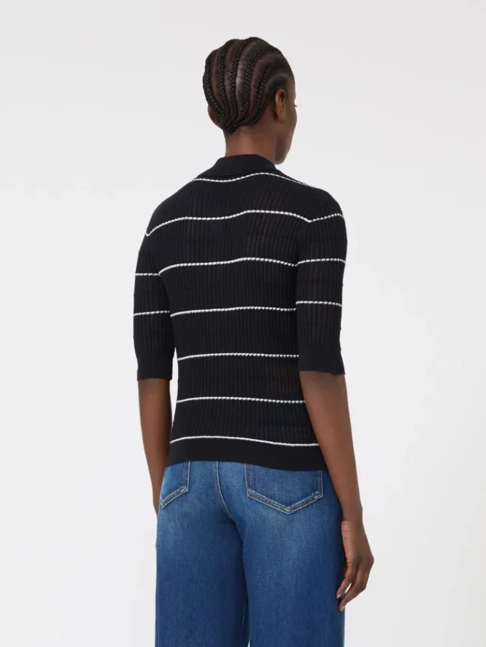 Silk and wool yarn jumper, navy