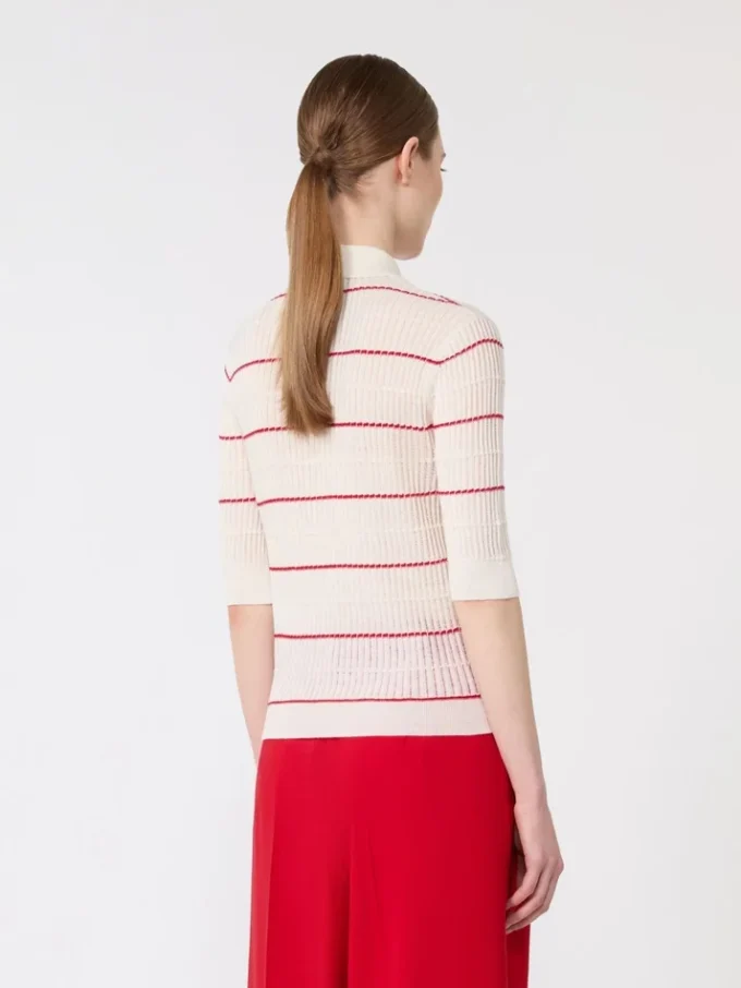 Silk and wool yarn jumper, white Silk and wool yarn jumper, white