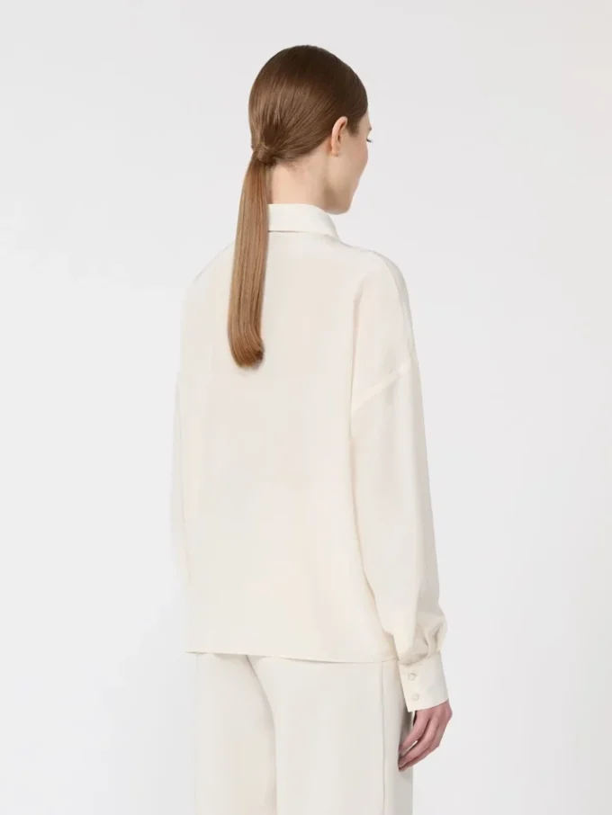 Silk blouse with bow tie, beige