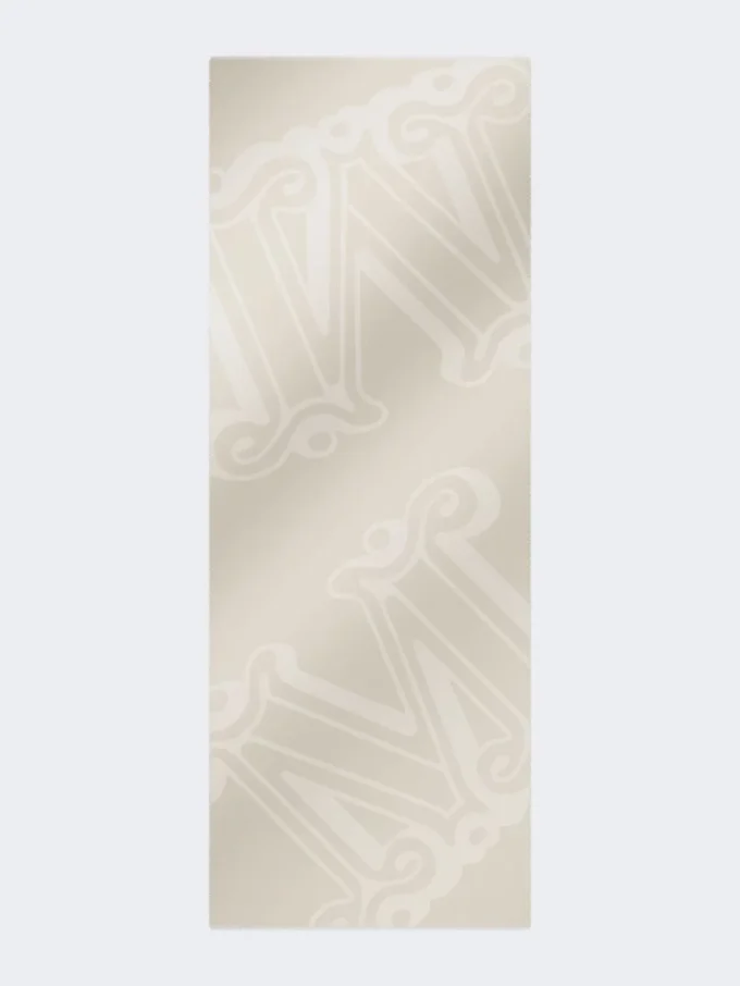 Silk, cashmere and wool jacquard stole, beige