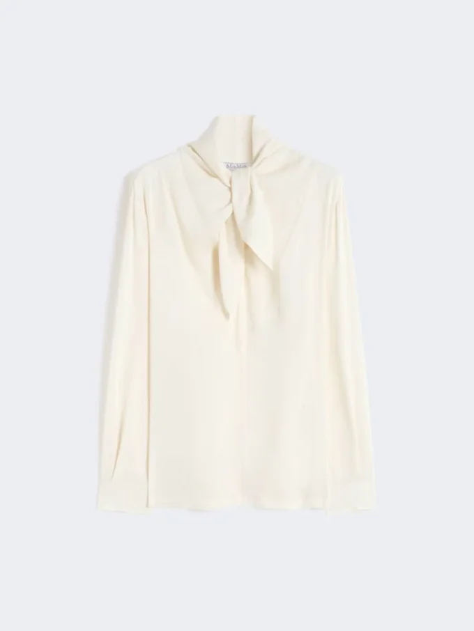 Silk charmeuse blouse, ivory