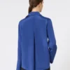 Silk crepe de chine shirt, cornflower blue