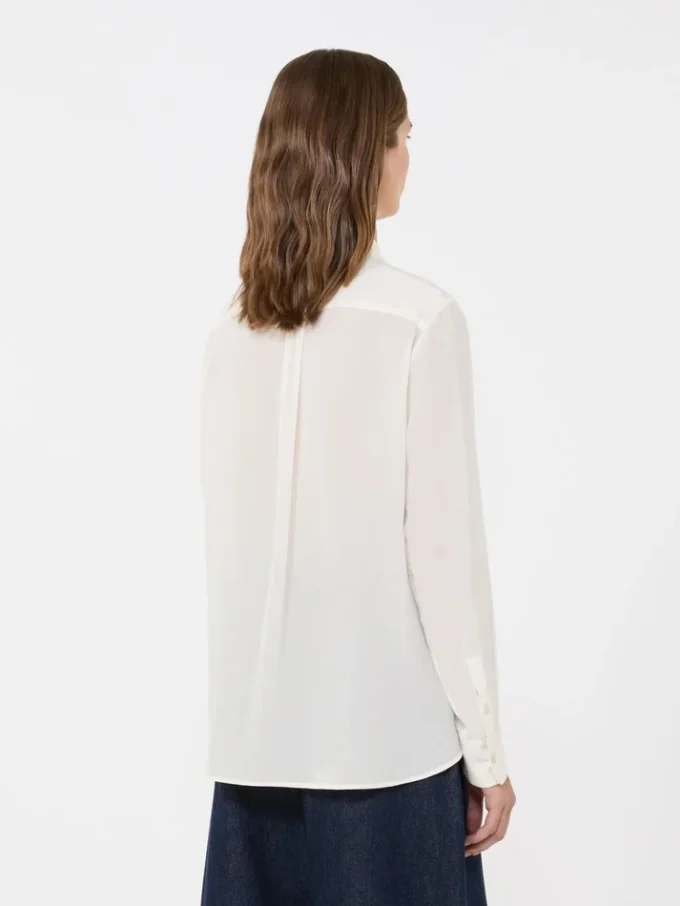 Silk crepe de chine shirt, ivory