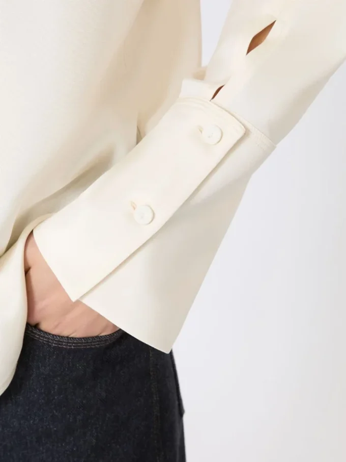 Silk crepe de chine shirt, ivory