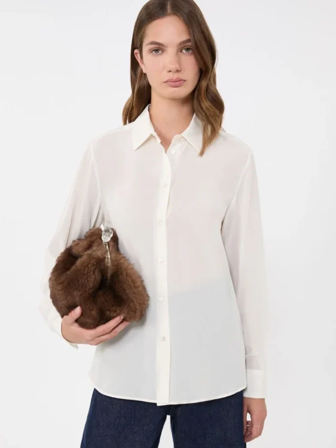 Silk crepe de chine shirt, ivory