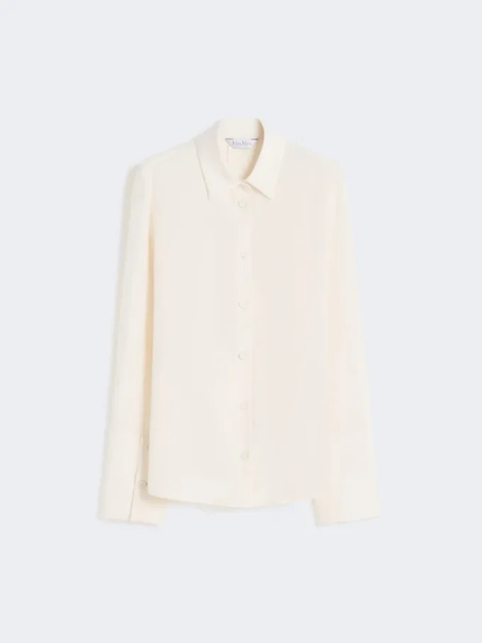 Silk crepe de chine shirt, ivory