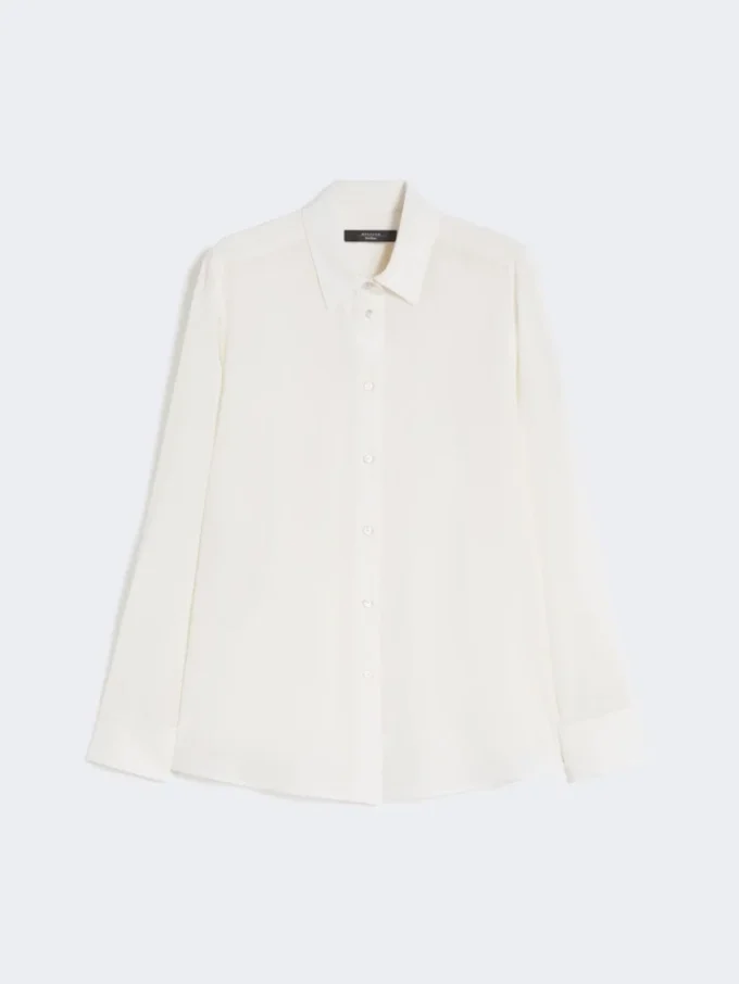Silk crepe de chine shirt, ivory