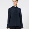 Silk crepe de chine shirt, ultramarine