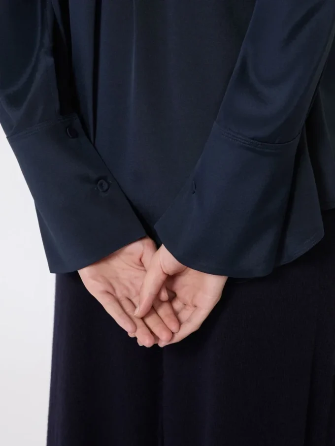 Silk crepe de chine shirt, ultramarine