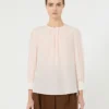 Silk crew-neck blouse, pink