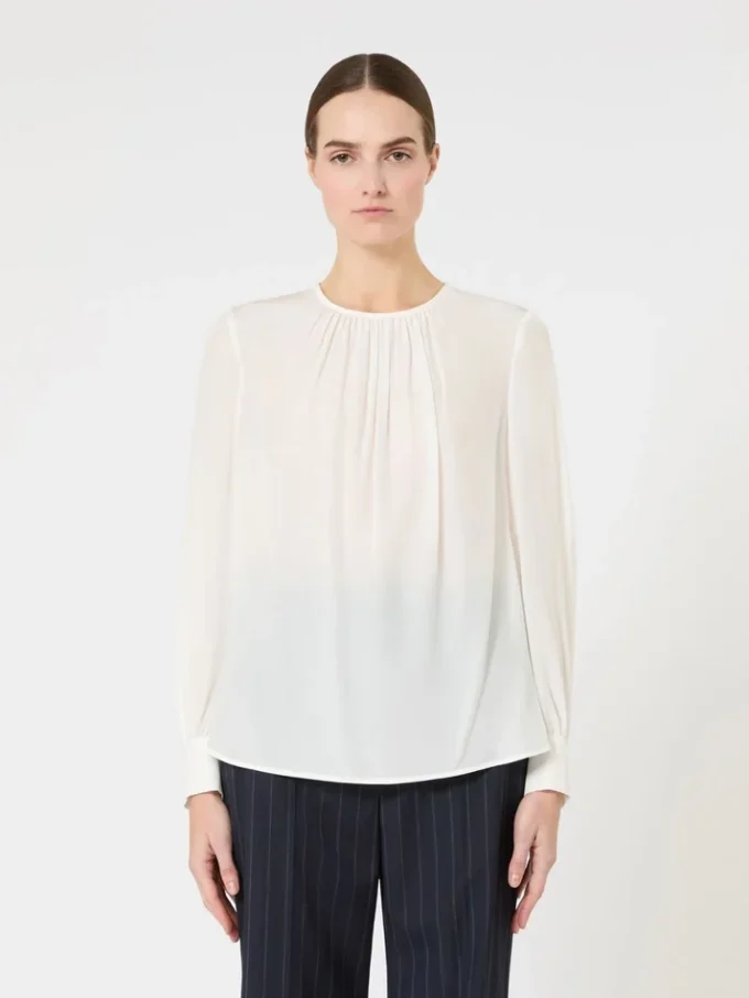 Silk crew-neck blouse, silk